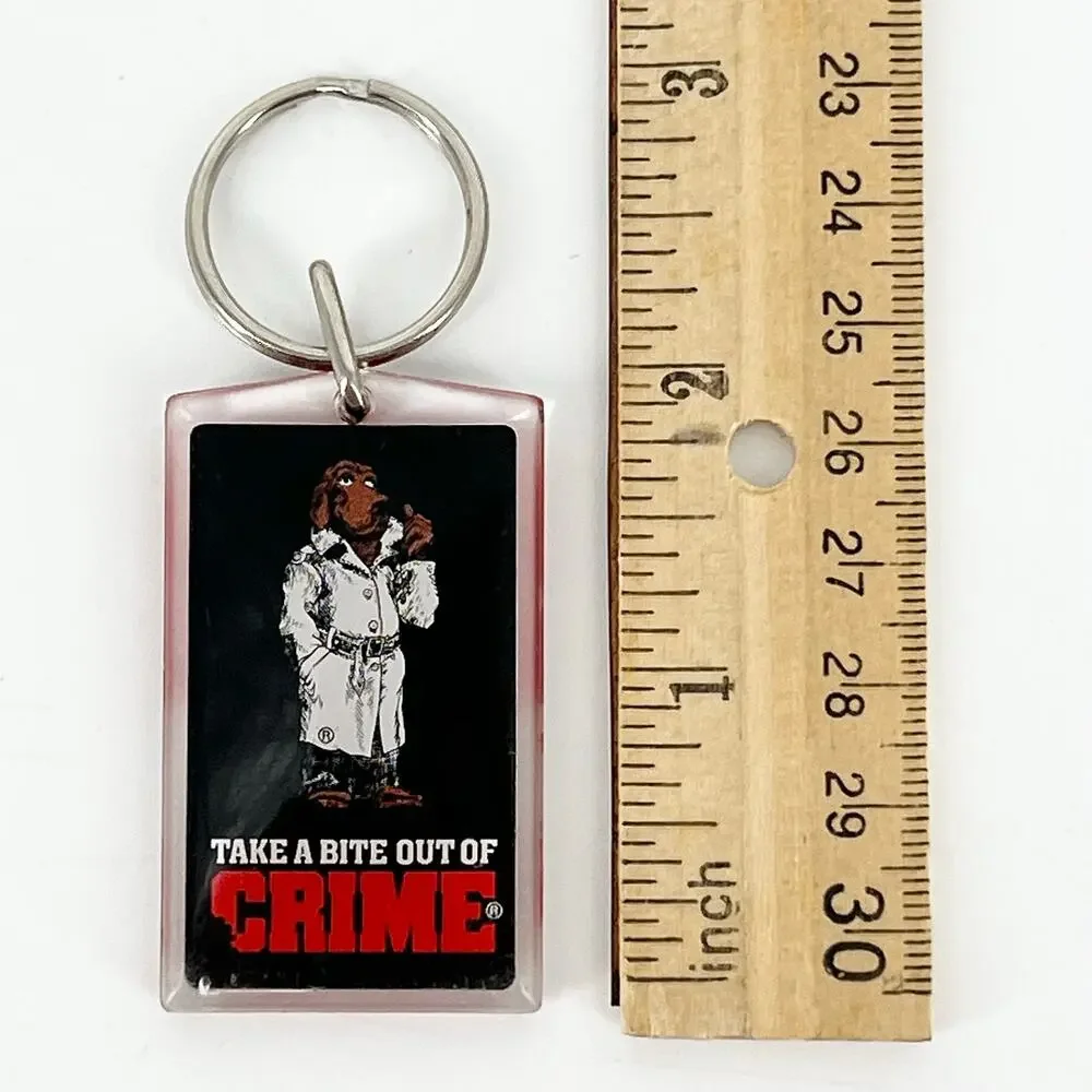 80s McGruff the Cime Dog Take a Bite Out of Crime Key Chain 1980s Vintage